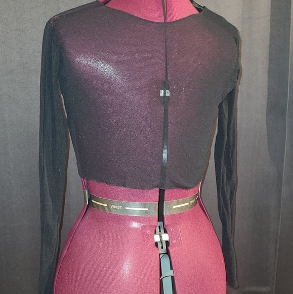 90's Goth OOAK Clubwear Mesh Crop Top - Picture 4 of 4